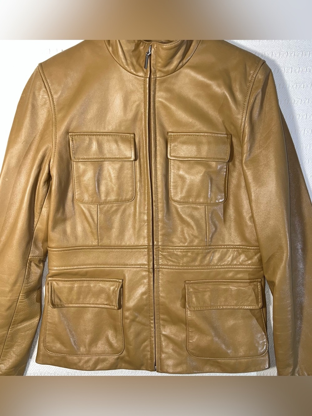 Kenneth Cole Reaction Womens Genuine Leather Moto Jacket Size M Soft Comfortable - Picture 3 of 11